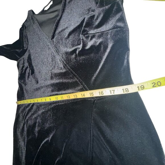 J.Jill Women's Black Velvet/Velour Faux Wrap A Line 3/4 Sleeve V-Neck Sz M Tall - Picture 9 of 13